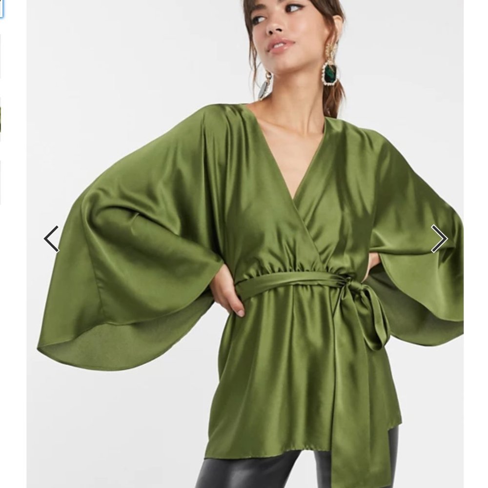 ASOS - satin plunge top with kimono sleeves - 6